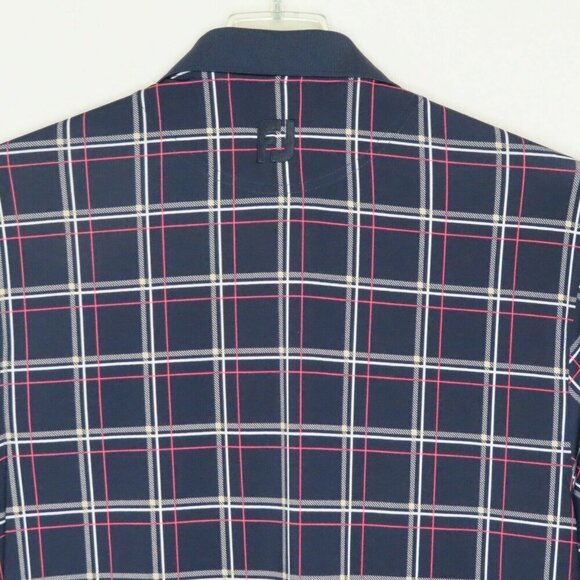 FootJoy Mens Small Harlingen CC Blue Pink Tartan Plaid Polo Shirt Embroidered - Picture 5 of 9